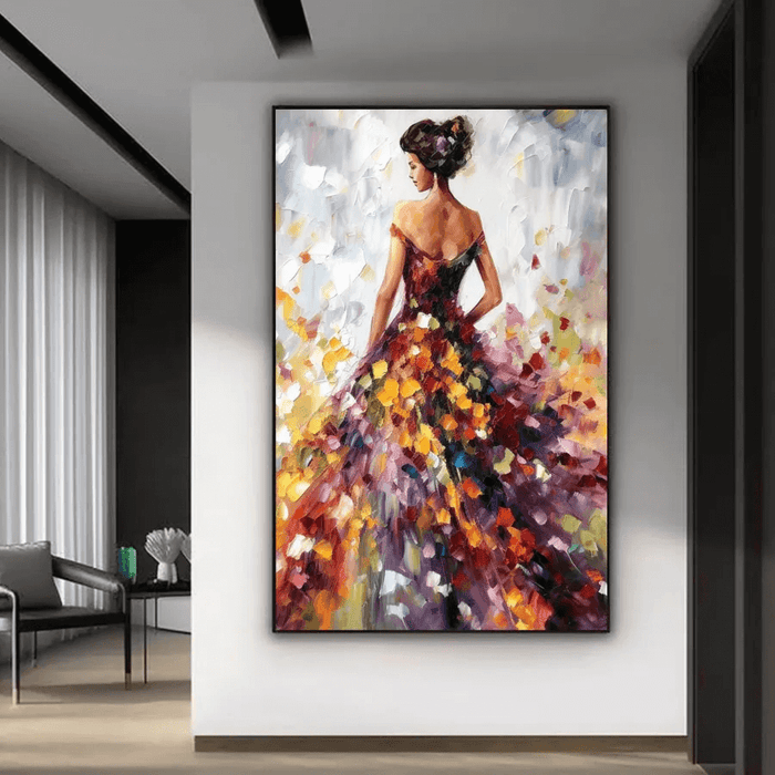 Floral Dance Dress large floral figure wall art for contemporary decor