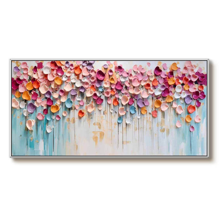 Abstract Colorful Floral Handcrafted Painting on Canvas - Modern Acrylic Flower Large Wall Decor - Floral Splendor - Hues Art Lab