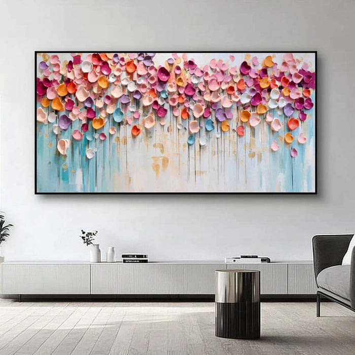 Abstract Colorful Floral Handcrafted Painting on Canvas - Modern Acrylic Flower Large Wall Decor - Floral Splendor - Hues Art Lab