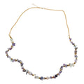 Fluorite Chip Beaded Necklace Gold Tone Adjustable 33–35 Inches