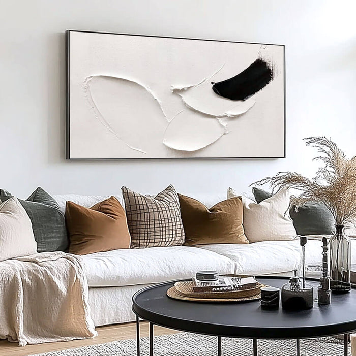 Textured Abstract Minimalist Panoramic Wall Art - Following - Hues Art Lab