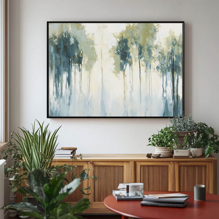 Abstract Forest Landscape Painting - Large Green and Blue Canvas Wall Art - Forest Wonderland - Hues Art Lab