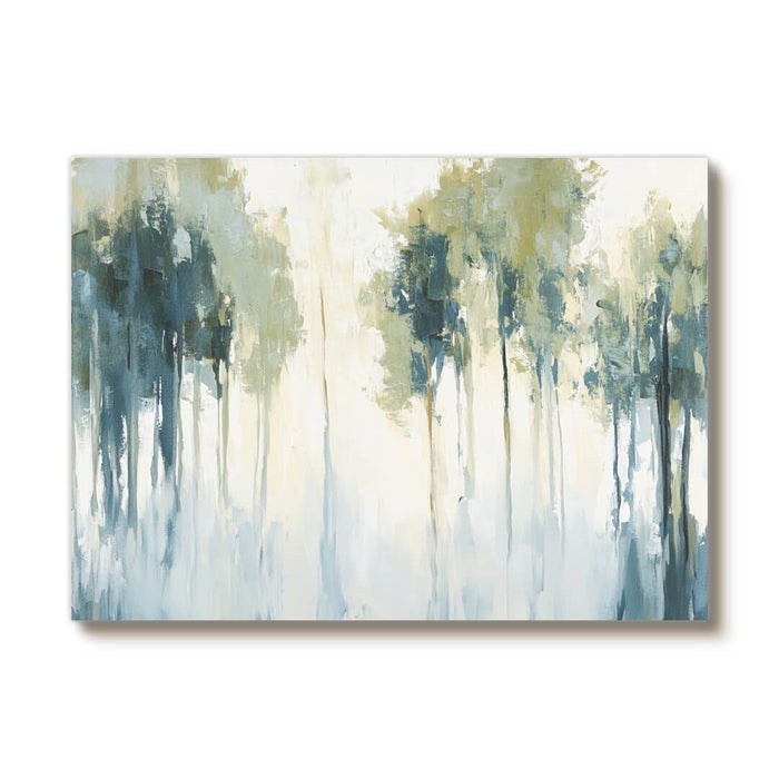 Abstract Forest Landscape Painting - Large Green and Blue Canvas Wall Art - Forest Wonderland - Hues Art Lab