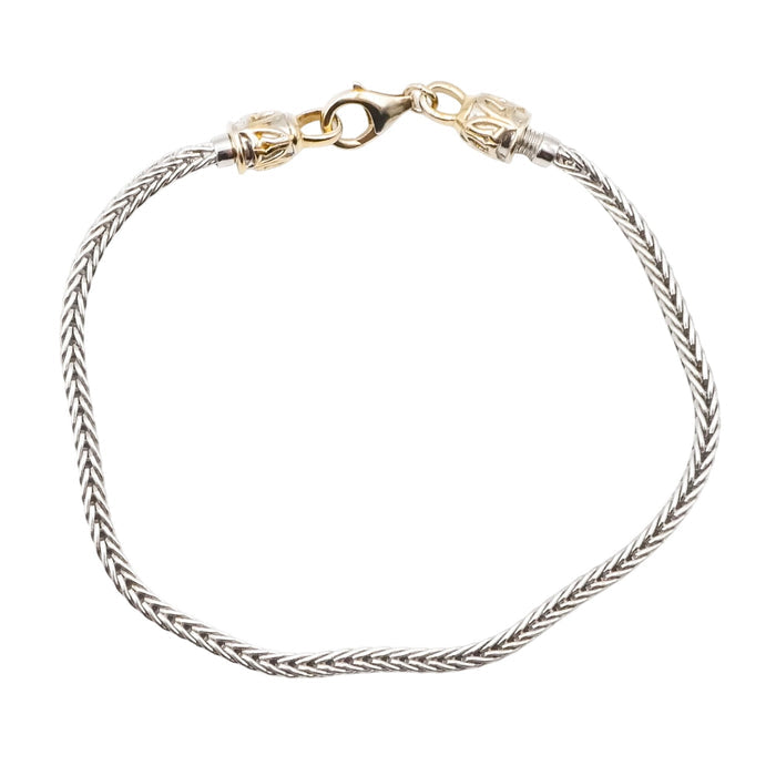 Gems En Vogue Foxtail Charm Bracelet in Sterling Silver 7.5 Inches