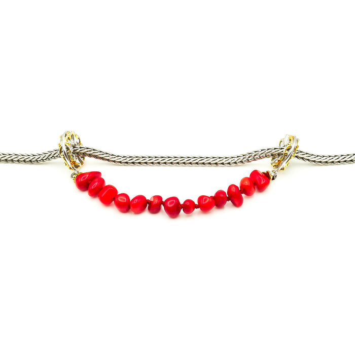 GEMS ON VOGUE Two-Tone Red Coral Safety Chain Charm With 18K Gold Plated Sterling Silver