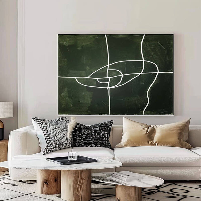 Large Minimalist Abstract Wall Art - Green Interlace - Hues Art Lab