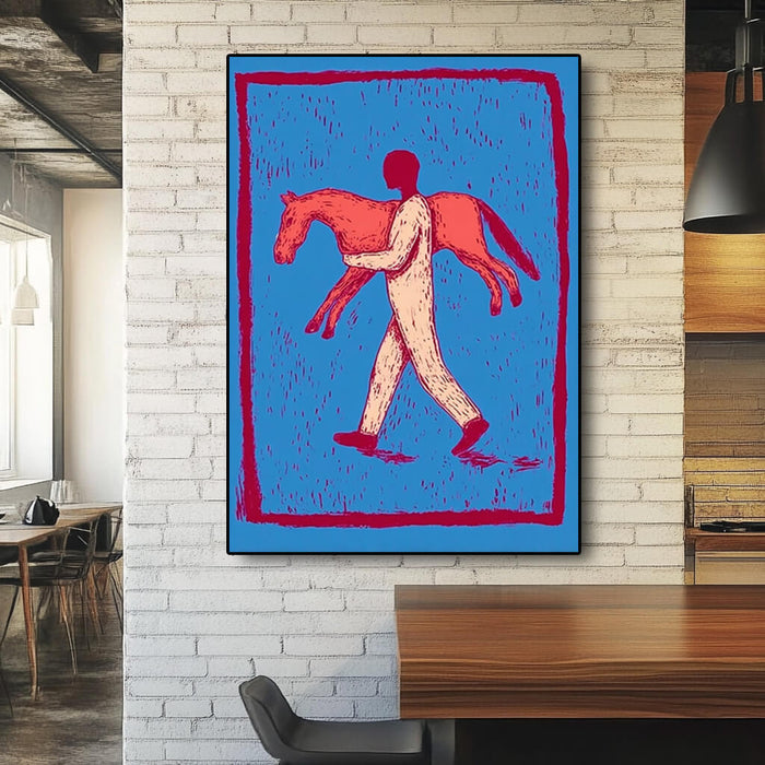 Guardian modern abstract cowboy wall art by Hues Art Lab