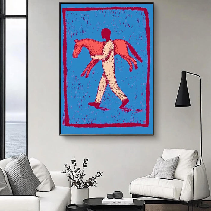 Guardian large modern abstract cowboy painting by Hues Art Lab