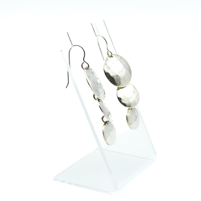 Hammered Disc Sterling Silver Dangle Earrings Made in Mexico