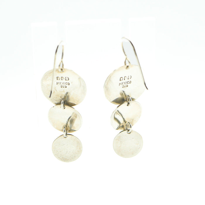 Hammered Disc Sterling Silver Dangle Earrings Made in Mexico