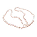 Hand Knotted Pink Imitation Pearl Necklace 31 Inch Graduated Classic Strand