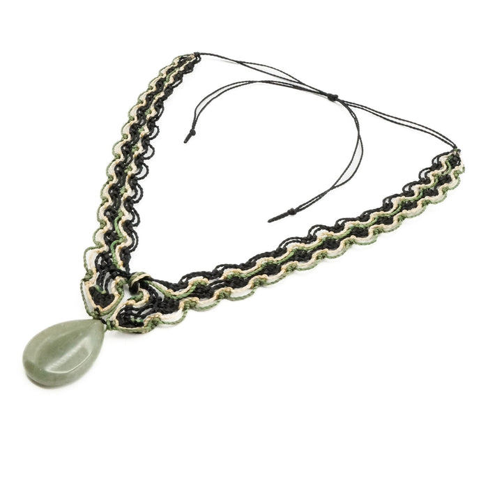 Handmade Macrame Aventurine Pendant Necklace Adjustable 14 to 29 Inches