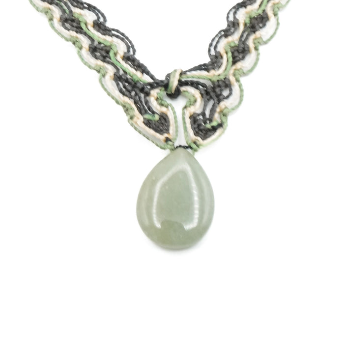 Handmade Macrame Aventurine Pendant Necklace Adjustable 14 to 29 Inches