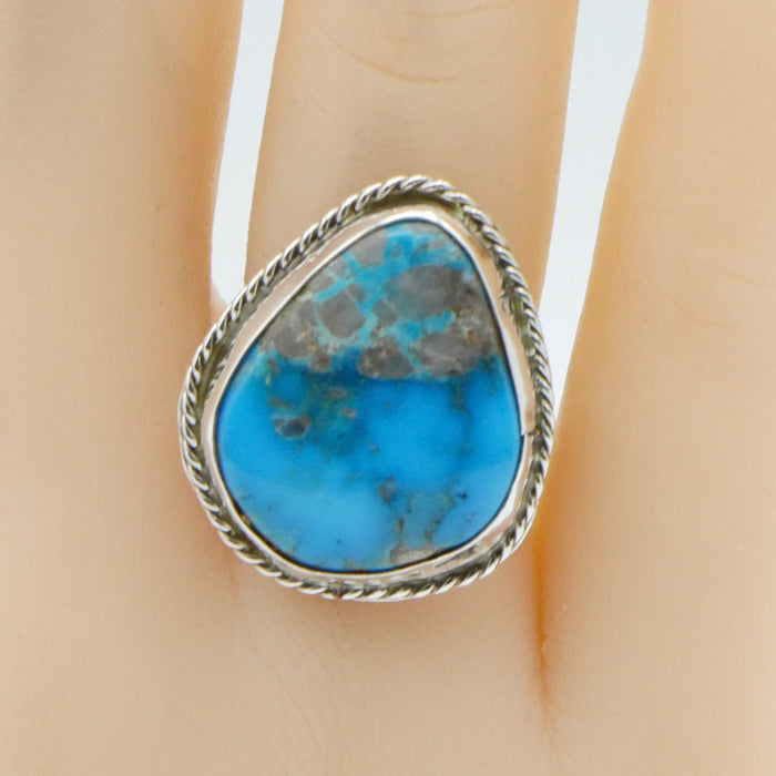 Handmade Turquoise Ring in Sterling Silver Size 6 1/2