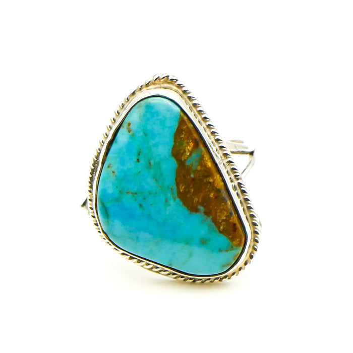 Handmade Turquoise Ring in Sterling Silver Size 8