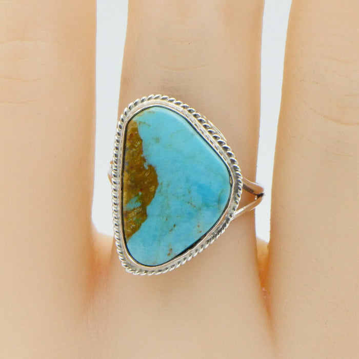 Handmade Turquoise Ring in Sterling Silver Size 8