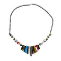 Hematite Millefiori Glass Bib Necklace 19 Inches