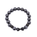 Hematite Stretch Bracelet Black CZ Infinity Accent Gunmetal Beads 7.9 Inches