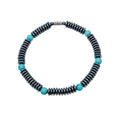 Hematite Turquoise Glass Beaded Bracelet Magnetic Clasp 7.9 Inches