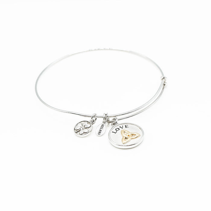 I Love Ireland Sterling Silver 8.3-Inch Adjustable Bangle Bracelet