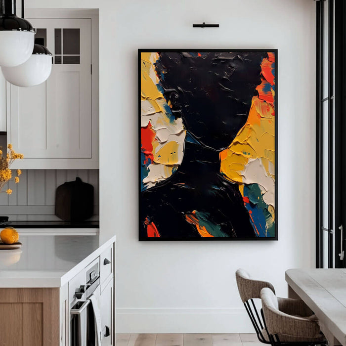 People Textured Colorful Acrylic Oil Painting - Contemporary Large Abstract Wall Art - Imagination - Hues Art Lab