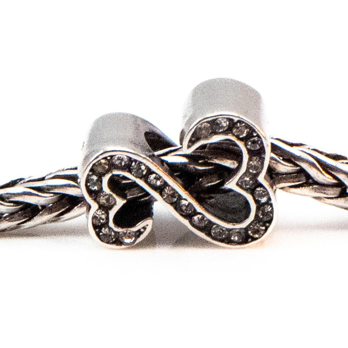 Interlocking Heart Infinity Sterling Silver Charm With Clear Crystal