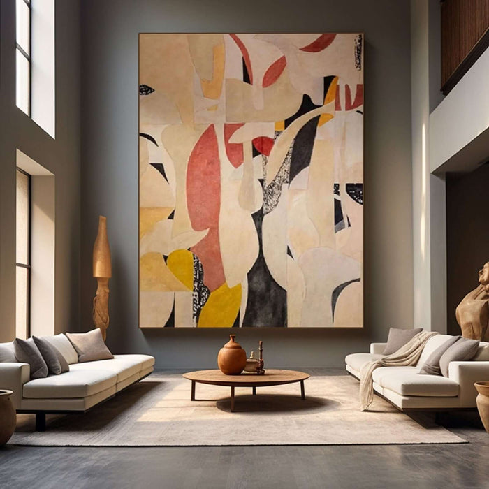 Modern Abstract Wall Art in Earth Tones - Geometric Canvas Painting for Living Room, Bedroom or Dining Room Decor - Interwoven Fragments - Hues Art Lab