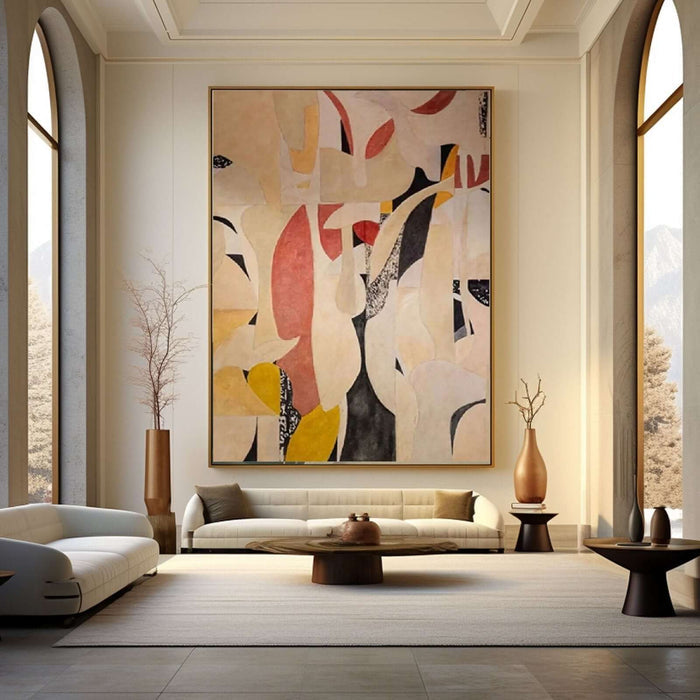 Modern Abstract Wall Art in Earth Tones - Geometric Canvas Painting for Living Room, Bedroom or Dining Room Decor - Interwoven Fragments - Hues Art Lab