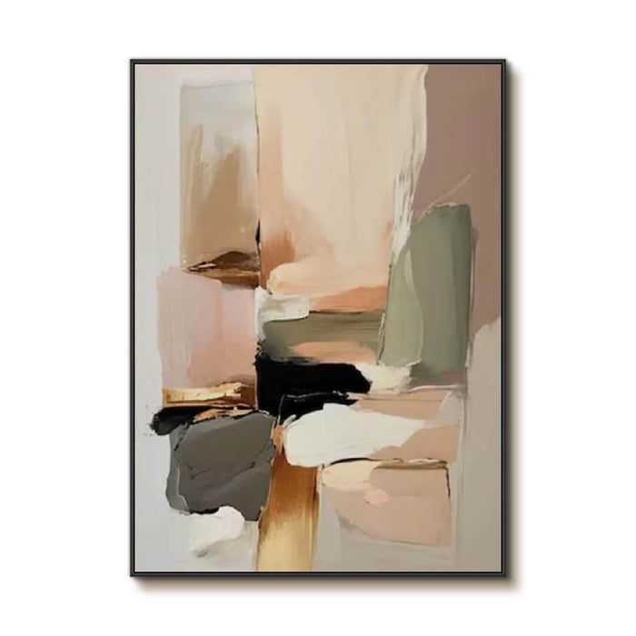 Large Minimalist Abstract Canvas - Neutral Wall Art in Muted Earthy Tones for Interior Design & Home Decoration - Interwoven Softness - Hues Art Lab