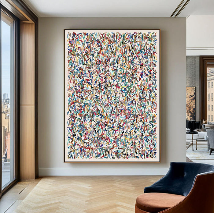 Colorful Abstract Flower Painting - Large Vibrant Canvas Wall Art - Joy in Motion - Hues Art Lab