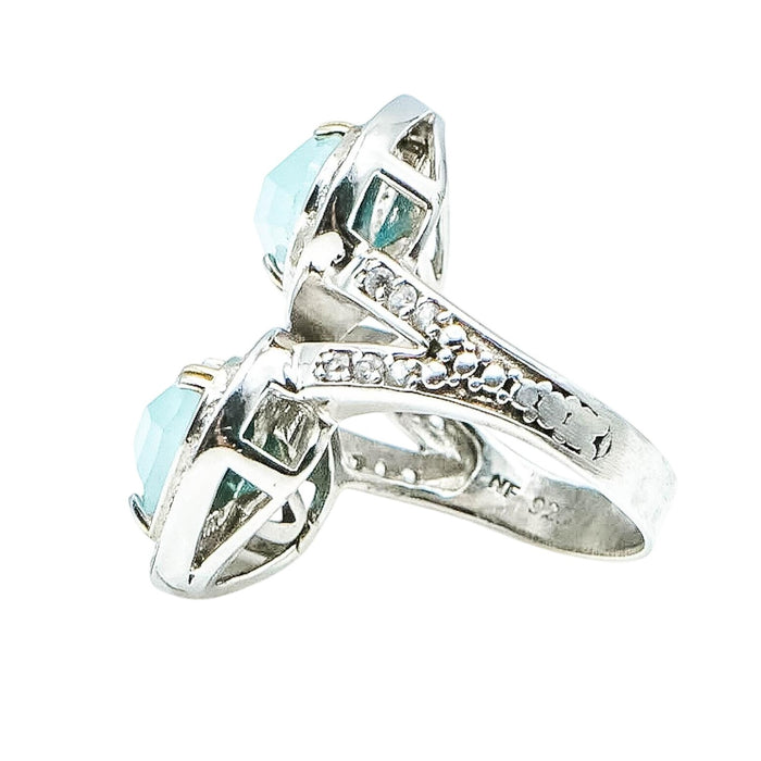Joya Moonstone Doublet and White Zircon Halo Ring – Size 5