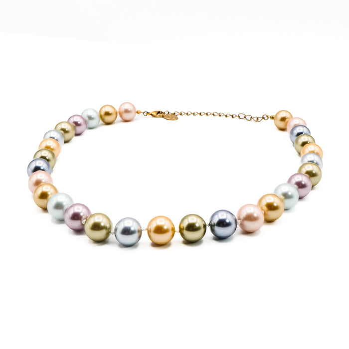 Kenneth Jay Lane Pastel Pearl Beaded Necklace With Adjustable Gold Plated Chain