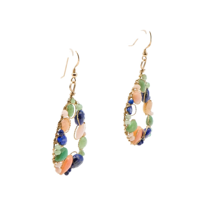 KEP Designs Maggie Dangle Earrings Lapis Chrysoprase Rose Quartz Gold Filled