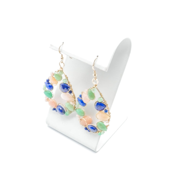 KEP Designs Maggie Dangle Earrings Lapis Chrysoprase Rose Quartz Gold Filled