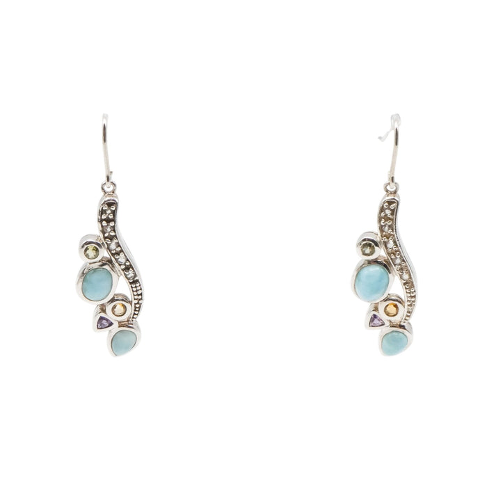 MarahLago Amara Larimar Multi Gemstone Dangle Earrings Peridot Citrine Amethyst