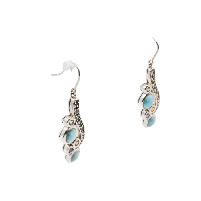 MarahLago Amara Larimar Multi Gemstone Dangle Earrings Peridot Citrine Amethyst