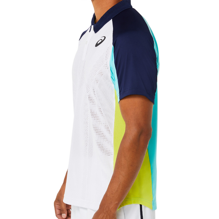 Asics Match Actibreeze Mens Tennis Polo - Brilliant White/Ice Mint