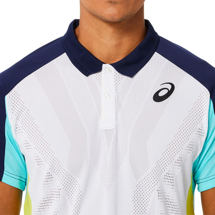 Asics Match Actibreeze Mens Tennis Polo - Brilliant White/Ice Mint