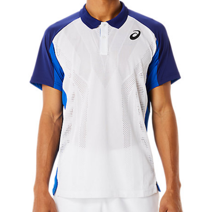 Asics Match ActiBreeze Mens Tennis Polo Shirt - Brilliant White/Dive Blue