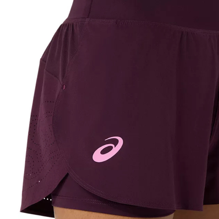 Asics Match Laser Cut Womens Tennis Short - Dark Aubergine