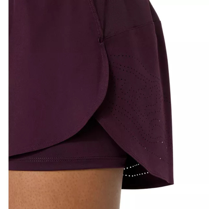 Asics Match Laser Cut Womens Tennis Short - Dark Aubergine