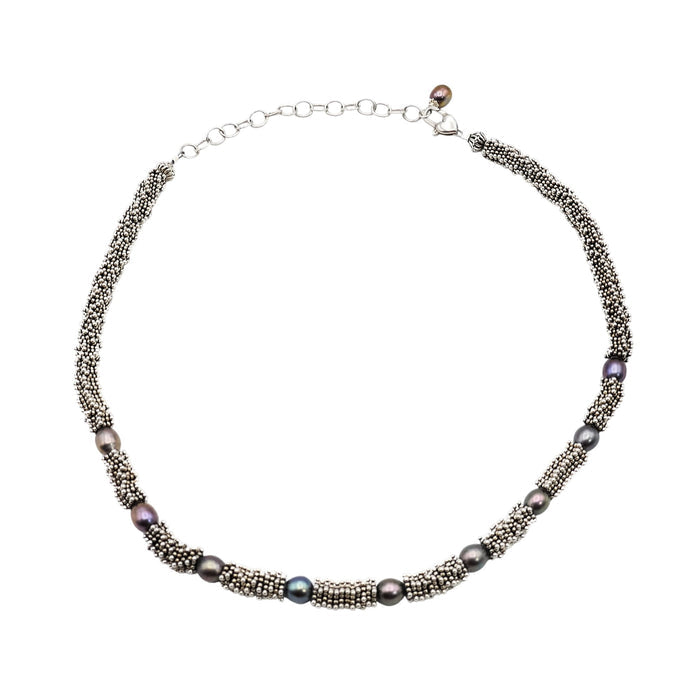 Michael Dawkins Black Pearl Sterling Silver Necklace Adjustable 15 1/2 To 18 Inches