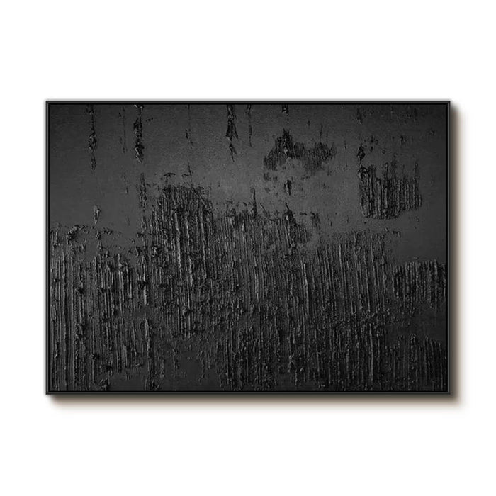 Large Black Textured Wall Art - Handmade Minimalist Painting for Modern Living Room or Bedroom Decor - Midnight - Hues Art Lab