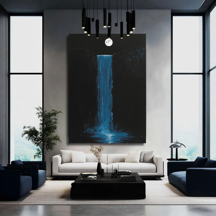 Milky Way Under the Moon I vertical cool color waterfall wall decor
