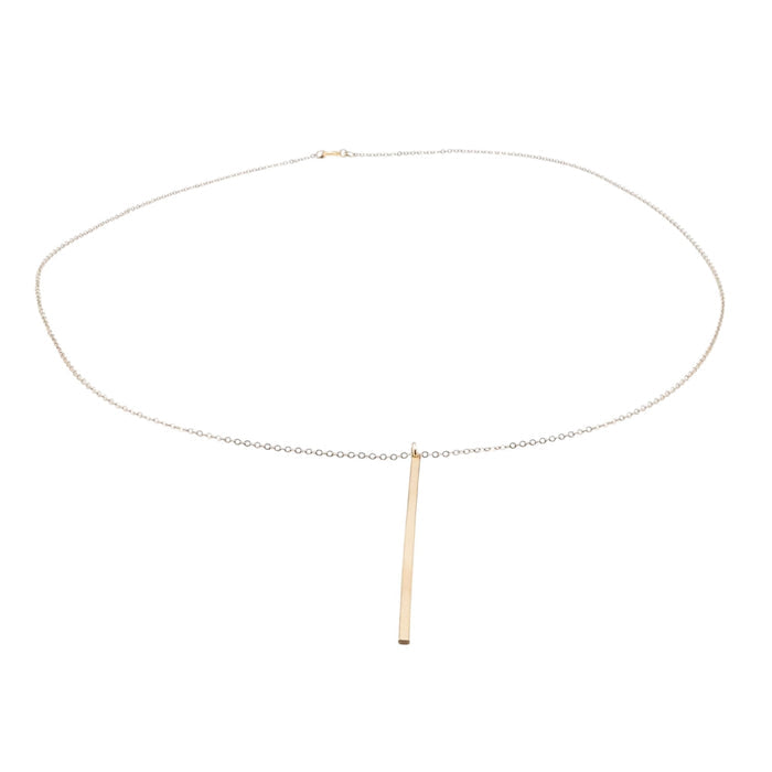Minimalist Bar 14K 1/20 Gold Filled Lariat Necklace  20 Inches