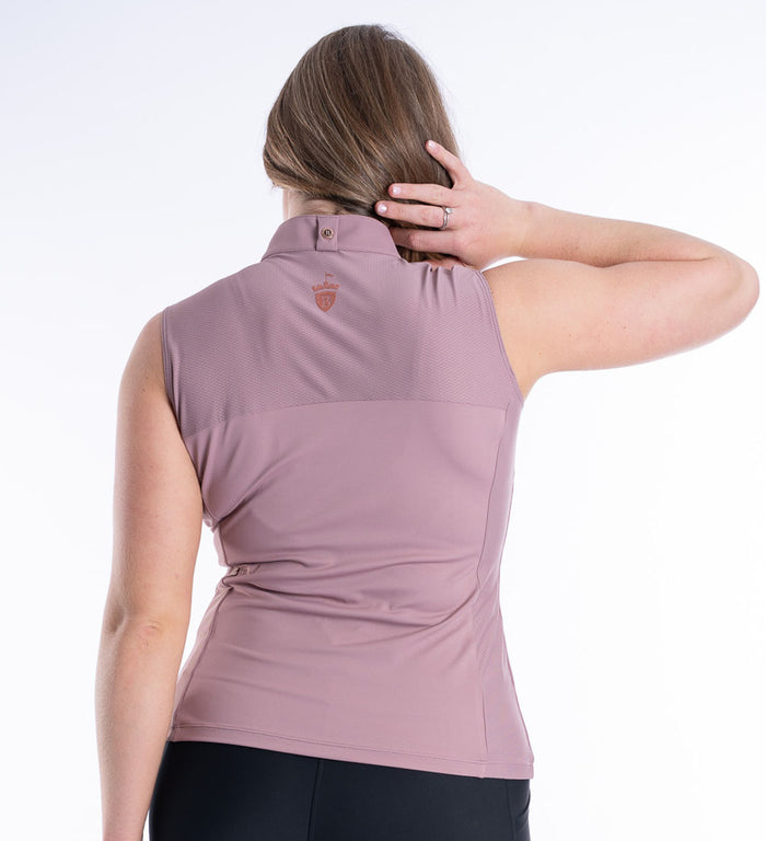 Women's Blackfort Equestrian mink sleeveless base layer rose gold zip cool mesh