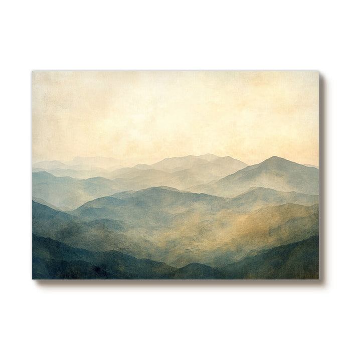 Minimalist Mountain Landscape - Soft Misty Layered Wall Art Canvas - Misty Layers - Hues Art Lab