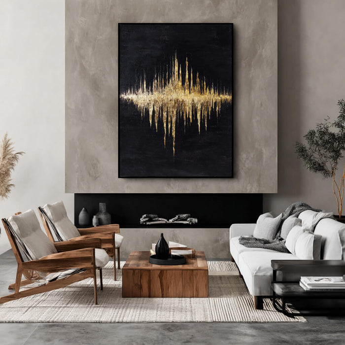 Molten Gilded City abstract city painting with metallic leaf and warm tones