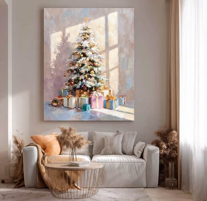 Morning of Christmas gallery view of Christmas tree canvas art