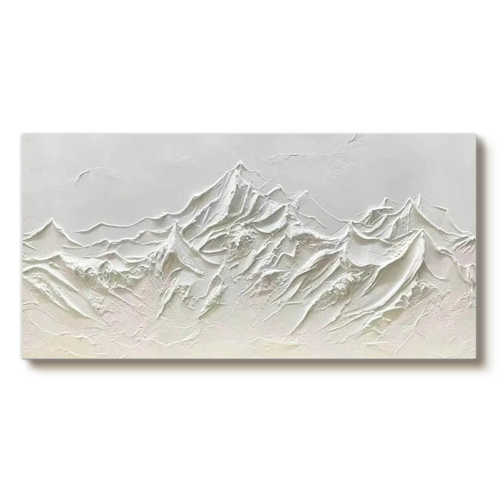 Abstract Contemporary Textured White Painting - Large Wall Art for Bedroom and Living Room - Mountain Forms - Hues Art Lab